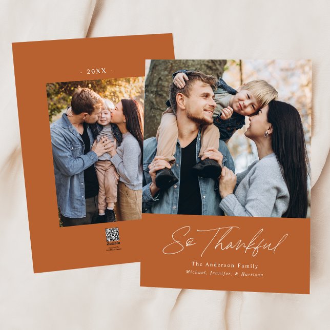 Cartão De Festividades Muito Obrigado, Orange 2 Foto, Ação de Graças (Criador carregado)