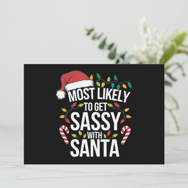 Cartão De Festividades Muito Provável Ficar Sassy Com Papai Noel Natal Xm (Em pé/Frente)