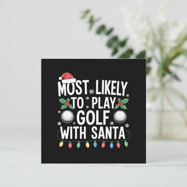 Cartão De Festividades Muito Provável Jogar Golfe Com o Papai Noel Famíli (Em pé/Frente)