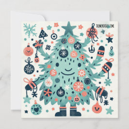 Cartão De Festividades Muito tempo sorridente em árvore