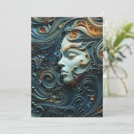 Cartão De Festividades Mulher ao Luar Arte 3D