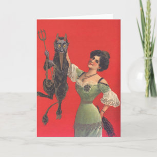 Cartão De Festividades Mulher Apanhada pelo Krampus