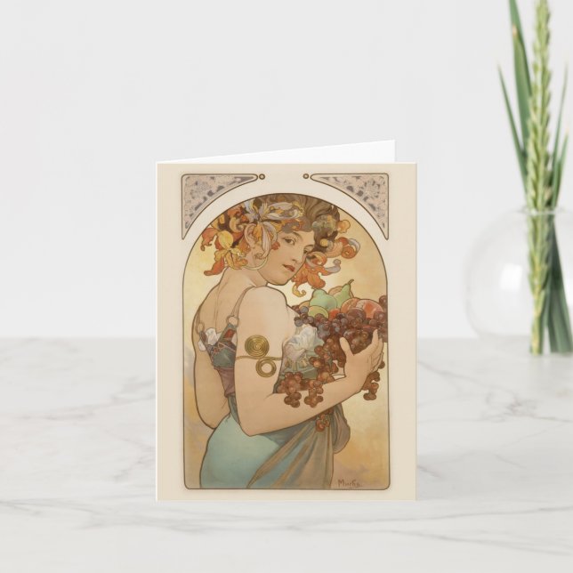 Cartão De Festividades Mulher com fruta (Frente)