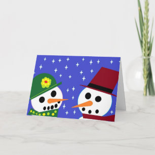 CARTÃO DE FESTIVIDADES MULHER DA NEVE & HOMEM DA NEVE 'DEIXE NEVAR!' CART