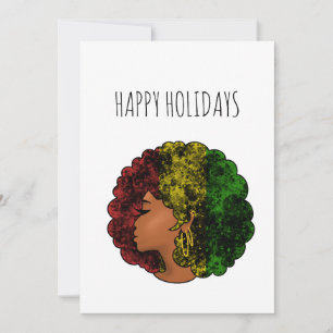 Cartão De Festividades Mulher negra rasta afro vermelho amarelo verde