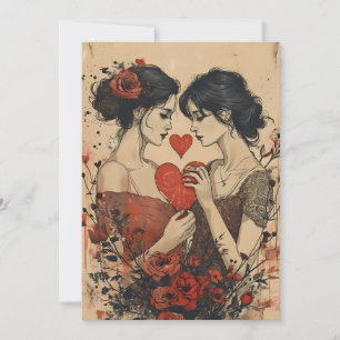 Cartão De Festividades Mulheres Casal Dia dos Namorados