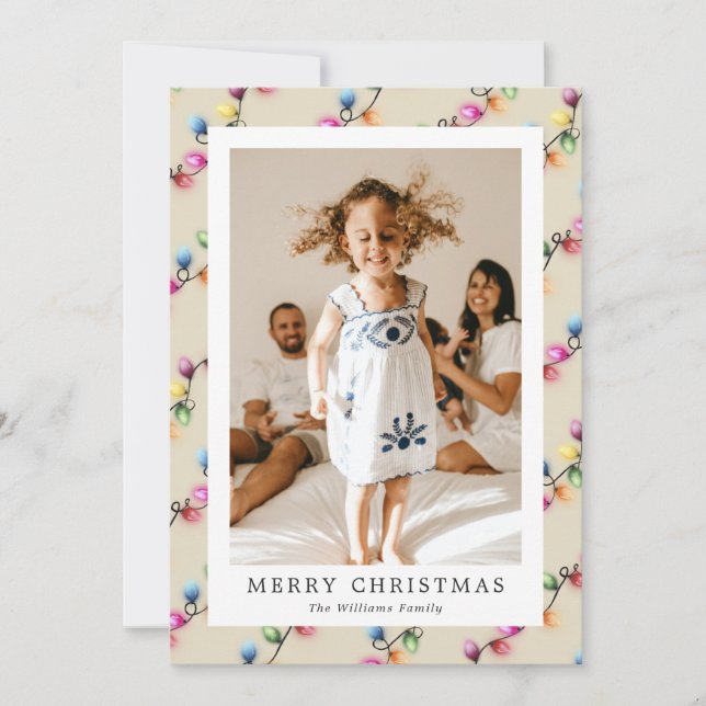 Cartão De Festividades Multicolored Christmas Lights Photo (Frente)