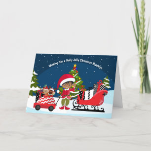 Cartão De Festividades Multicultural Boy Elf Folded Holiday Card