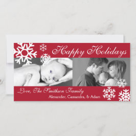 Cartão De Festividades Multiple Snowflakes Christmas Photocard (Burgandy)