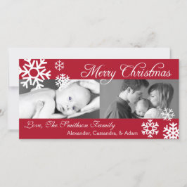 Cartão De Festividades Multiple Snowflakes Christmas Photocard (Burgandy)