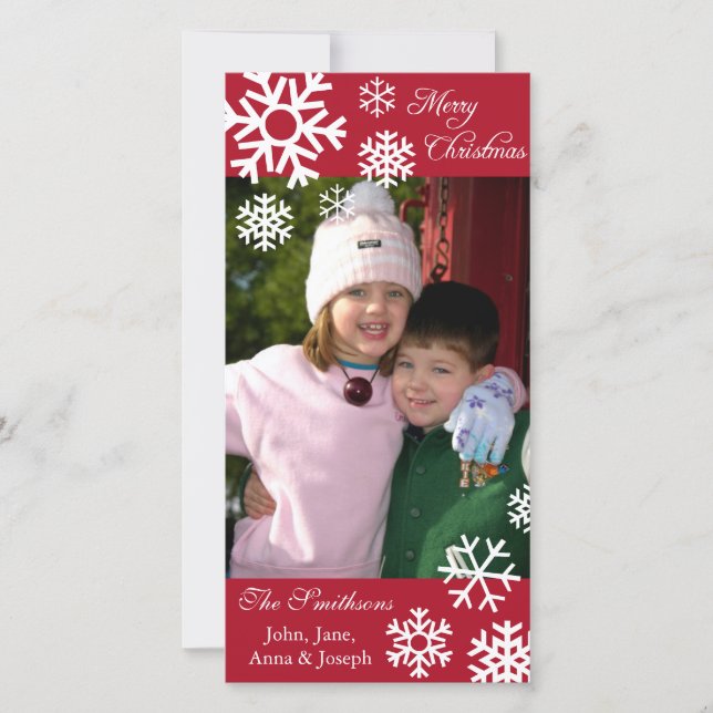 Cartão De Festividades Multiple Snowflakes Christmas Photocard (Burgandy) (Frente)