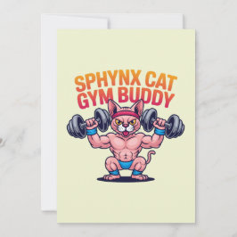 Cartão De Festividades Muscular Sphynx Cat Gym Buddy Cartoon