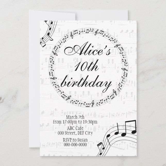 Cartão De Festividades Music Girls Birthday Invitation Card (Frente)