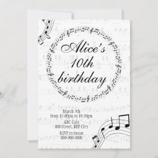 Cartão De Festividades Music Girls Birthday Invitation Card