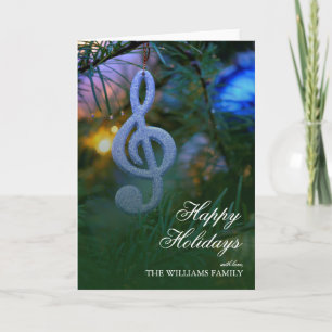 Cartão De Festividades Music Note Ornament on Tree