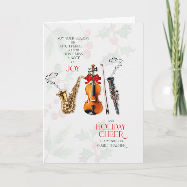 Cartão De Festividades Music Teacher Don't Miss a Note of Joy (Frente)