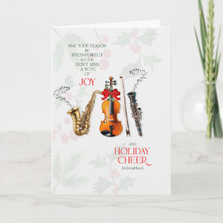 Cartão De Festividades Music Themed Don't Miss a Note of Joy with Name