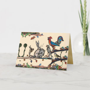 Cartão De Festividades MÚSICA DE FAZER MÉDIO-ESTRANHO, Rabbit, Aves