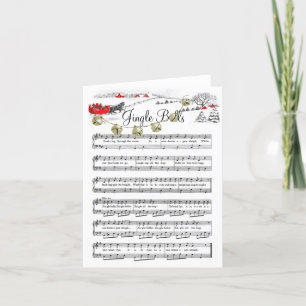 Cartão De Festividades Música de Natal Jingle Bells Festa de Natal Cavalo