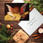 Cartão De Festividades Musical Angel Cherub<br><div class="desc">Um cartão de Natal com a pintura a óleo,  Musical Angel (c. 1522),  por Rosso Fiorentino (1494-1540). Ele era um pintor italiano renascentista,  ou seja,  Red Florentine em italiano. Um lindo cherub com cabelo vermelho e asas de borboleta tocando um luto.</div>