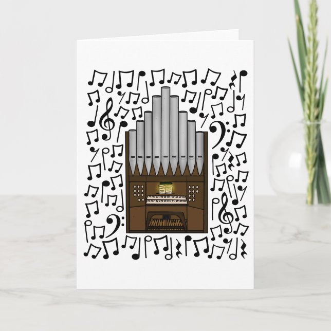 Cartão De Festividades Musical do Orgão da Igreja - Músico Organista (Frente)