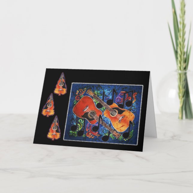 Cartão De Festividades Musical Merriment - Guitar Holiday Cards (Frente)