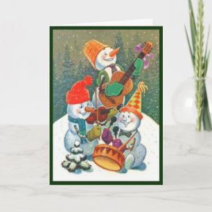 Cartão De Festividades Musical Snowmen Custom Greetings Card