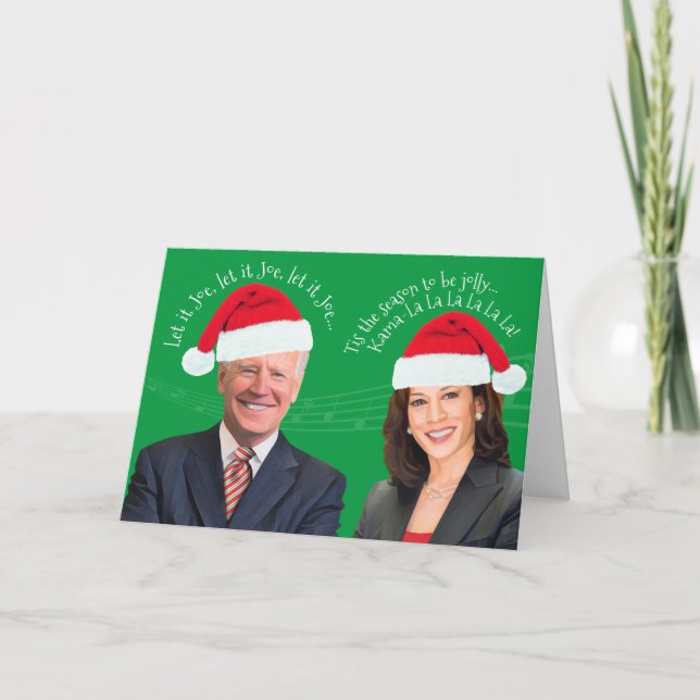 Cartão De Festividades Músicas de Fim de Ano de BidenHarris- Deixa o Joe  (Frente)