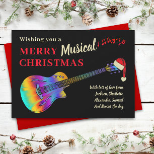 Cartão De Festividades Músico de Guitarra de Natal Personalizado