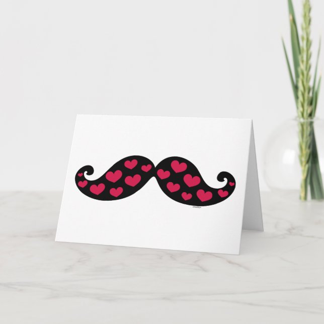 Cartão De Festividades Mustache Hearts Card (Frente)