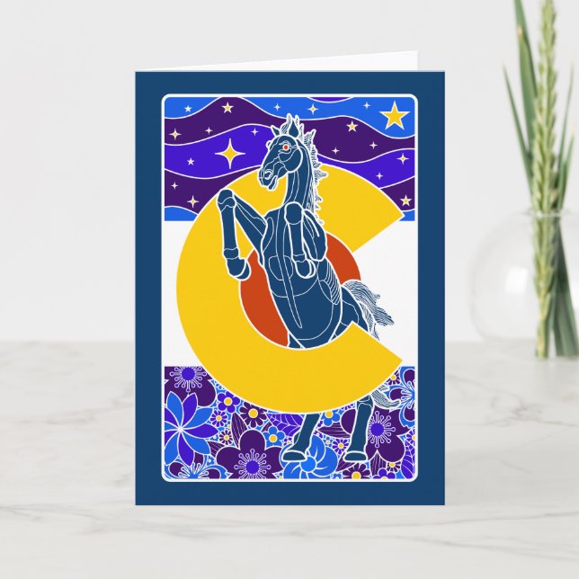 Cartão De Festividades mustang azul do colorado (Frente)