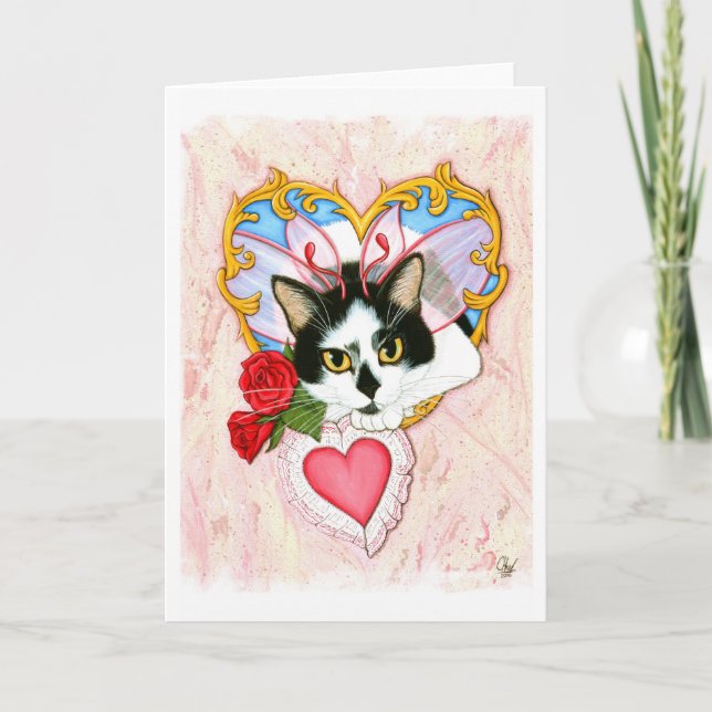 Cartão De Festividades My Feline Valentine Fairy Cat Greeting Card (Frente)
