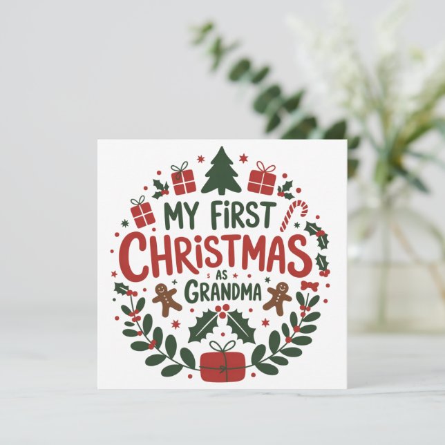 Cartão De Festividades My First Christmas As Grandma Family Matching  (Em pé/Frente)