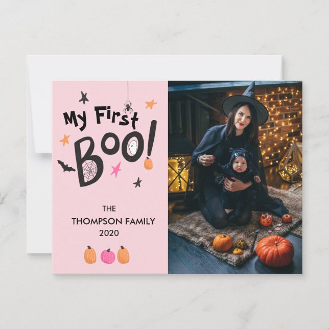 Cartão De Festividades My First Pink Boo Halloween Baby Pastel Holiday (Frente)