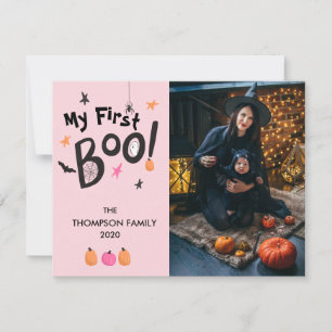 Cartão De Festividades My First Pink Boo Halloween Baby Pastel Holiday