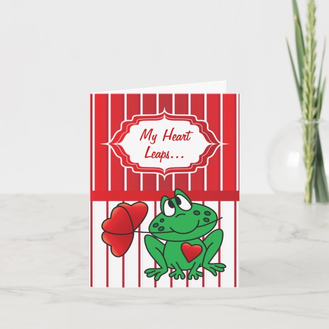 Cartão De Festividades My Heart Leaps for You - Valentine Frog (Frente)