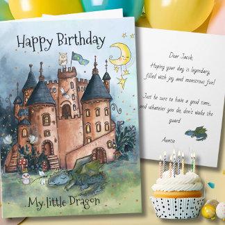 Cartão De Festividades My Little Dragon Birthday Card | Whimsical Castle 