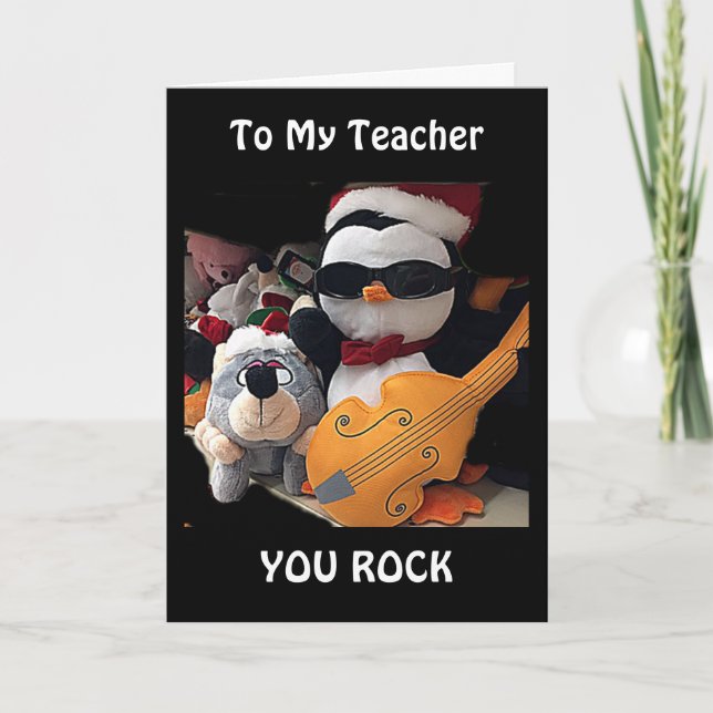 CARTÃO DE FESTIVIDADES MY TEACHER-H0PE Y0UR CHRITMAS "R0CKS"-YOU ROCK TOO (Frente)