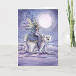 Cartão De Festividades Mystical Christmas Card Fairy Riding Polar Bear