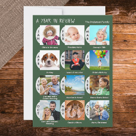 Cartão De Festividades Na moda 12-Foto - Colagem personalizada Verde escu