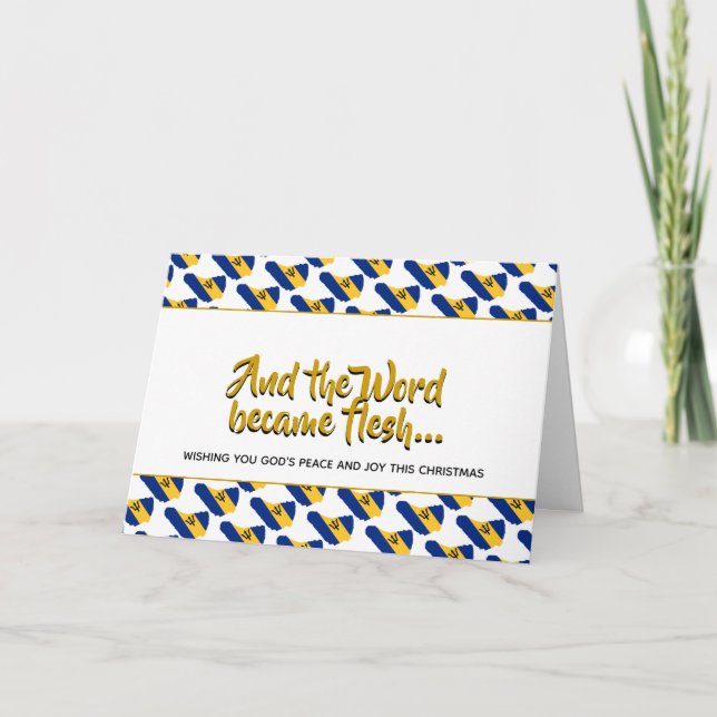 Cartão De Festividades Na moda BARBADOS Palavra Tornou-Se NATAL De Carne (Frente)