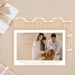 Cartão De Festividades Na moda de Foto de Beige Neutral Boho Natal