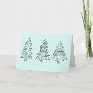 Cartão De Festividades Na moda de Natal elegante e pastel azul-gelo