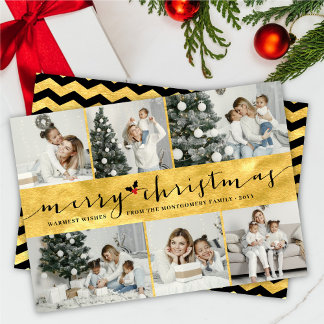 Cartão De Festividades Na moda Feliz Natal Faux Gold Foil 6 Foto
