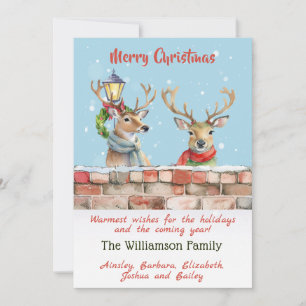 Cartão De Festividades Na moda Funky Quirky Watercolor Reindeer Natal