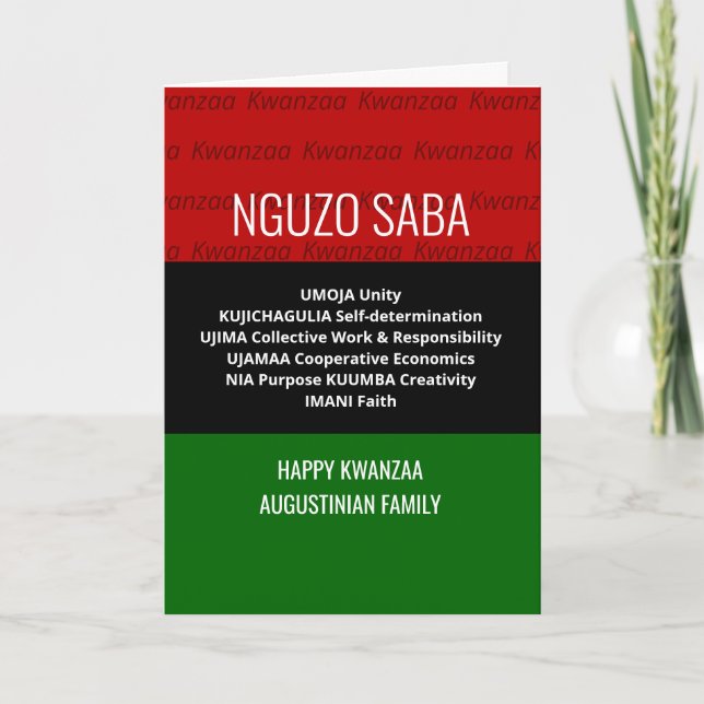 Cartão De Festividades Na moda personalizado NGUZO SABA Happy Kwanzaa (Frente)