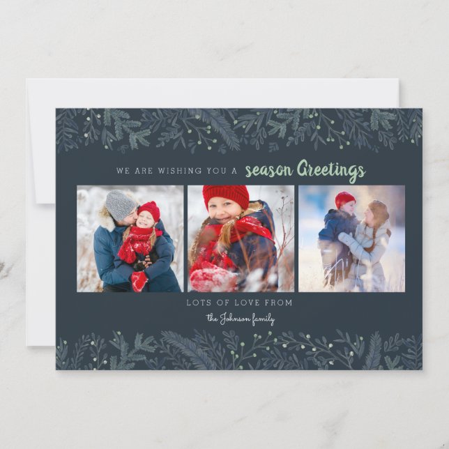 Cartão De Festividades Na moda Pine Vines Verdes Azuis Vestidos (Frente)