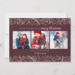 Cartão De Festividades Na moda Pine Vinha Verdinhas Verdadeiras Vermelhas