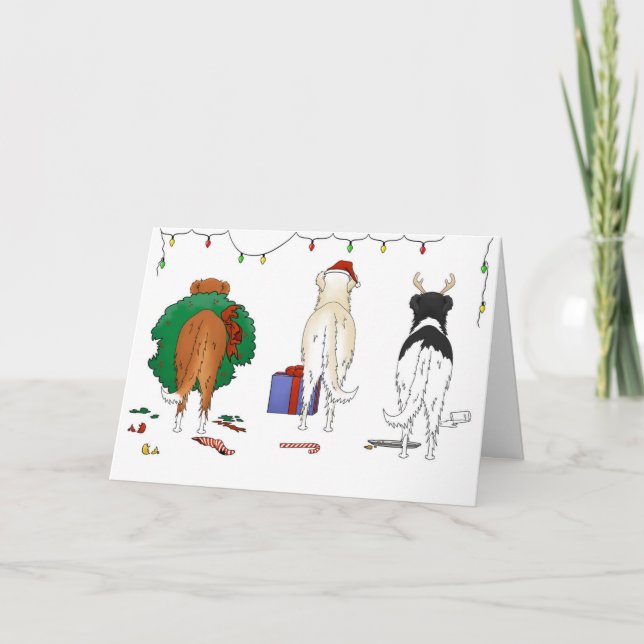 Cartão De Festividades Nada de Bumbum de Natal Borzoi (Frente)