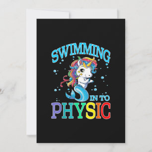 Cartão De Festividades Nadando Em Camisa T De Sereia Física Do Unicórni